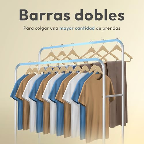 Detalle de JUPPLIES Burro Ropa Resistente – Perchero Burro Doble con Soporte (Blanco, Sin Ruedas)