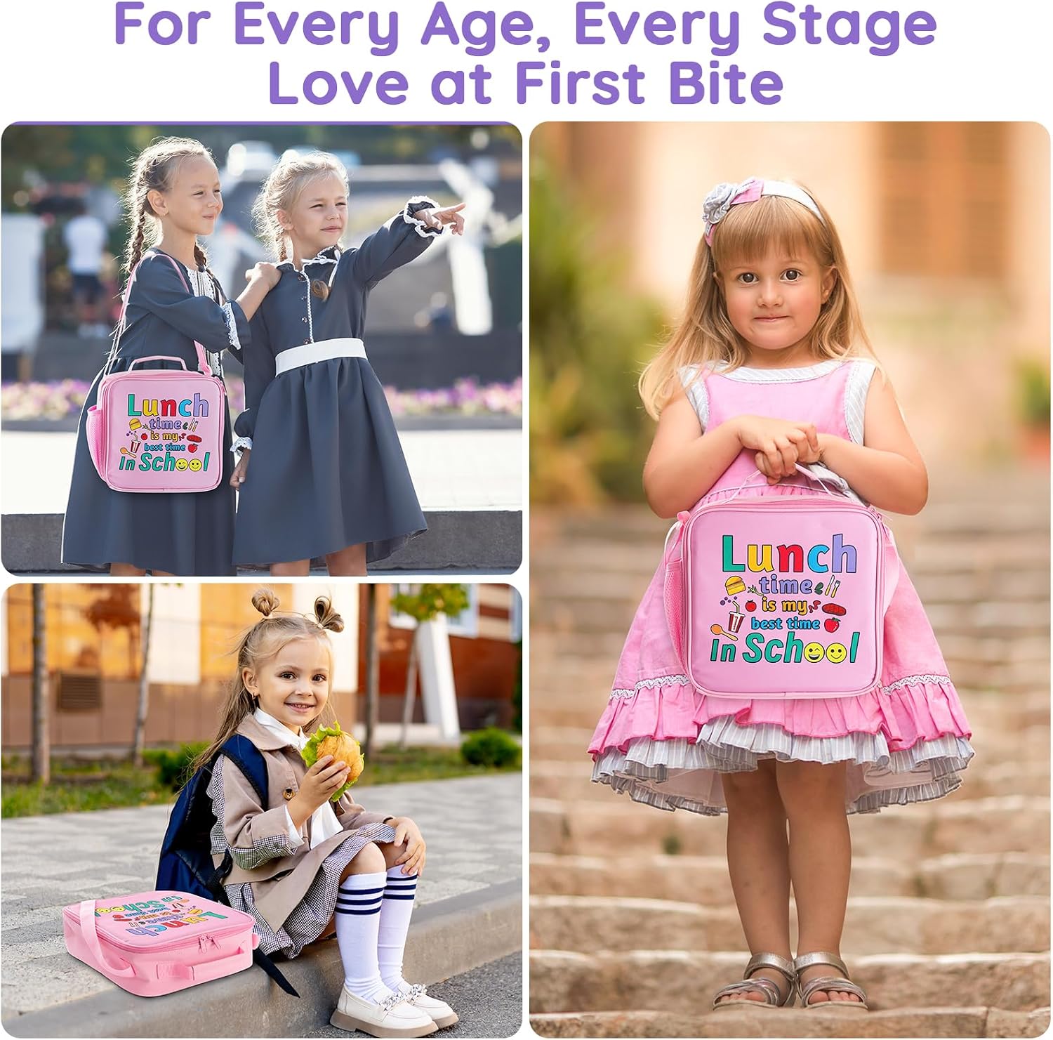 Thumbnail 2 de WAKOSAN Girls Lunch Bag Insulated: Pink Double-Layer Bento Box Carrier for School and Picnics