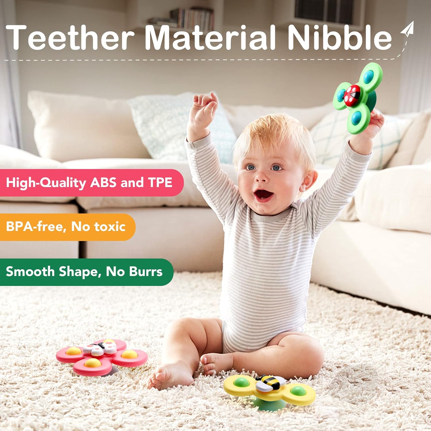 Detalle de Hooku 3-Piece Suction Spinner Toys for Toddlers 🎲