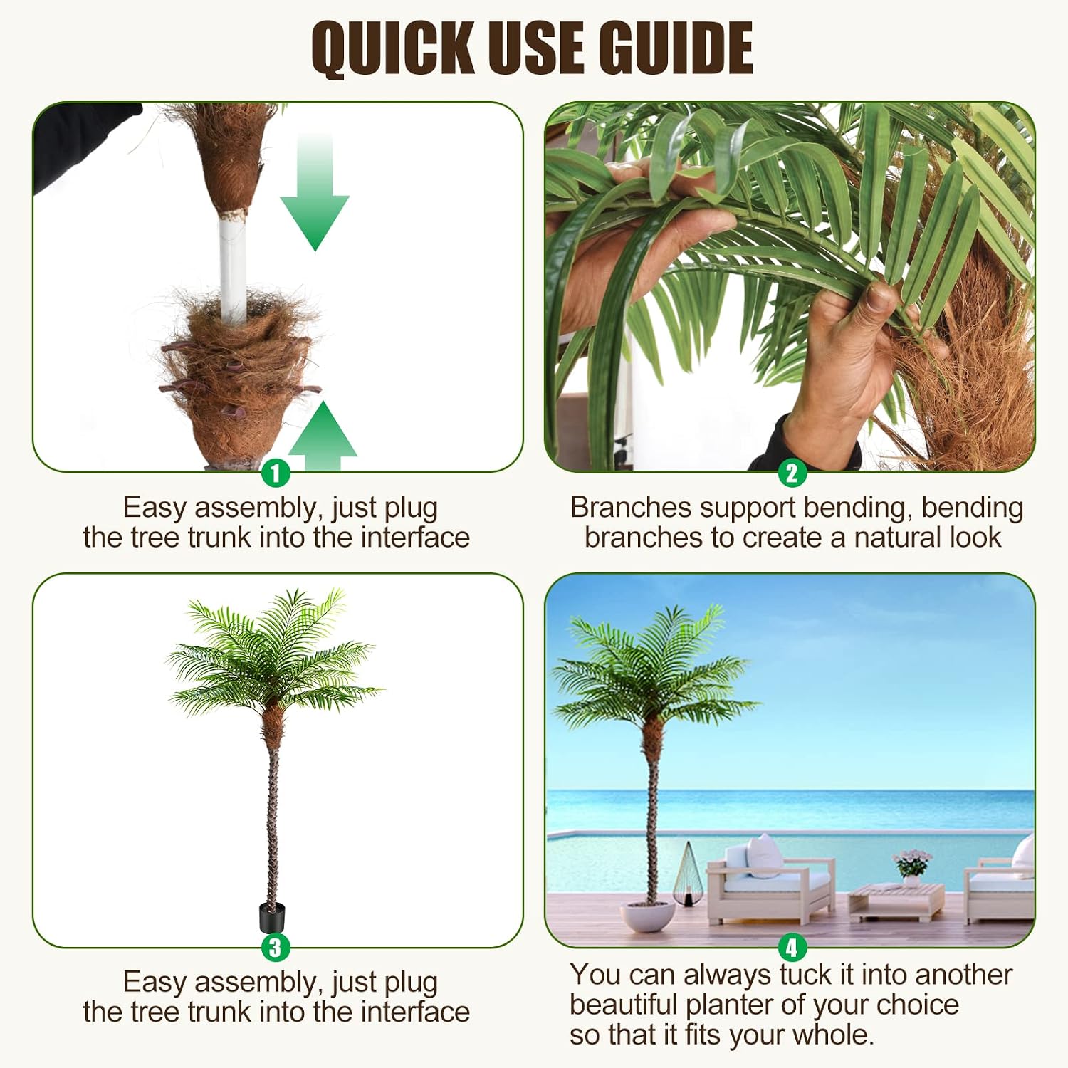 Thumbnail 6 de Keeplush 8.5ft Artificial Phoenix Palm Trees, Set of 2, Adjustable Fronds