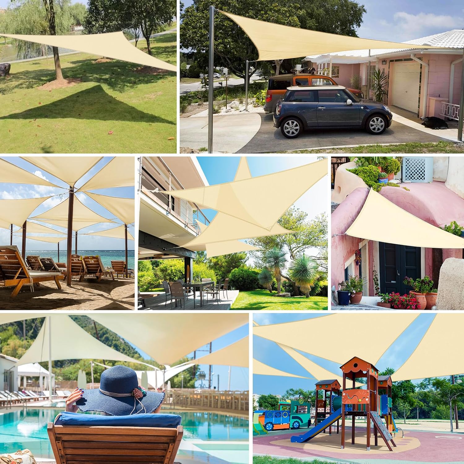 Thumbnail 5 de GLOSKIN Vela Ombreggiante 3×3×3 m Beige, telo esterno antivento e protezione UV