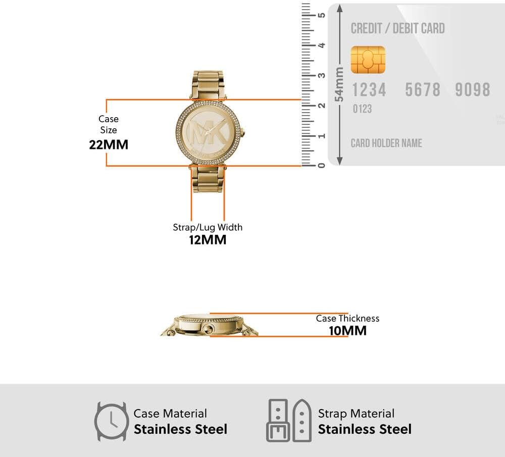 Thumbnail 4 de Michael Kors Damen-Uhren Analog Quarz 32021934 – Edelstahl, Goldton und 100 m Wasserdicht