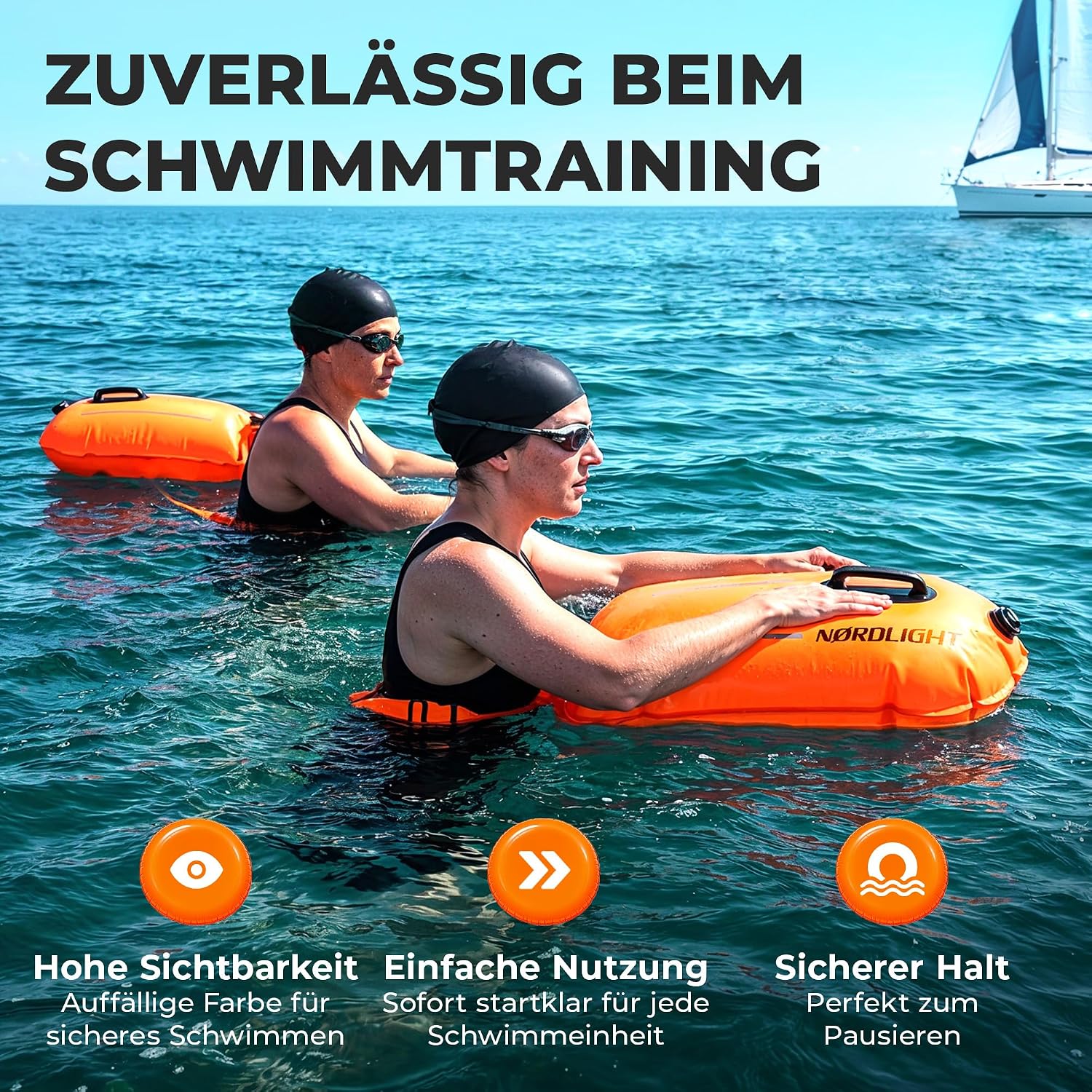 Detalle de Nordlight Schwimmboje – Dry Bag, Aufblasbare Sicherheitsboje für Erwachsene