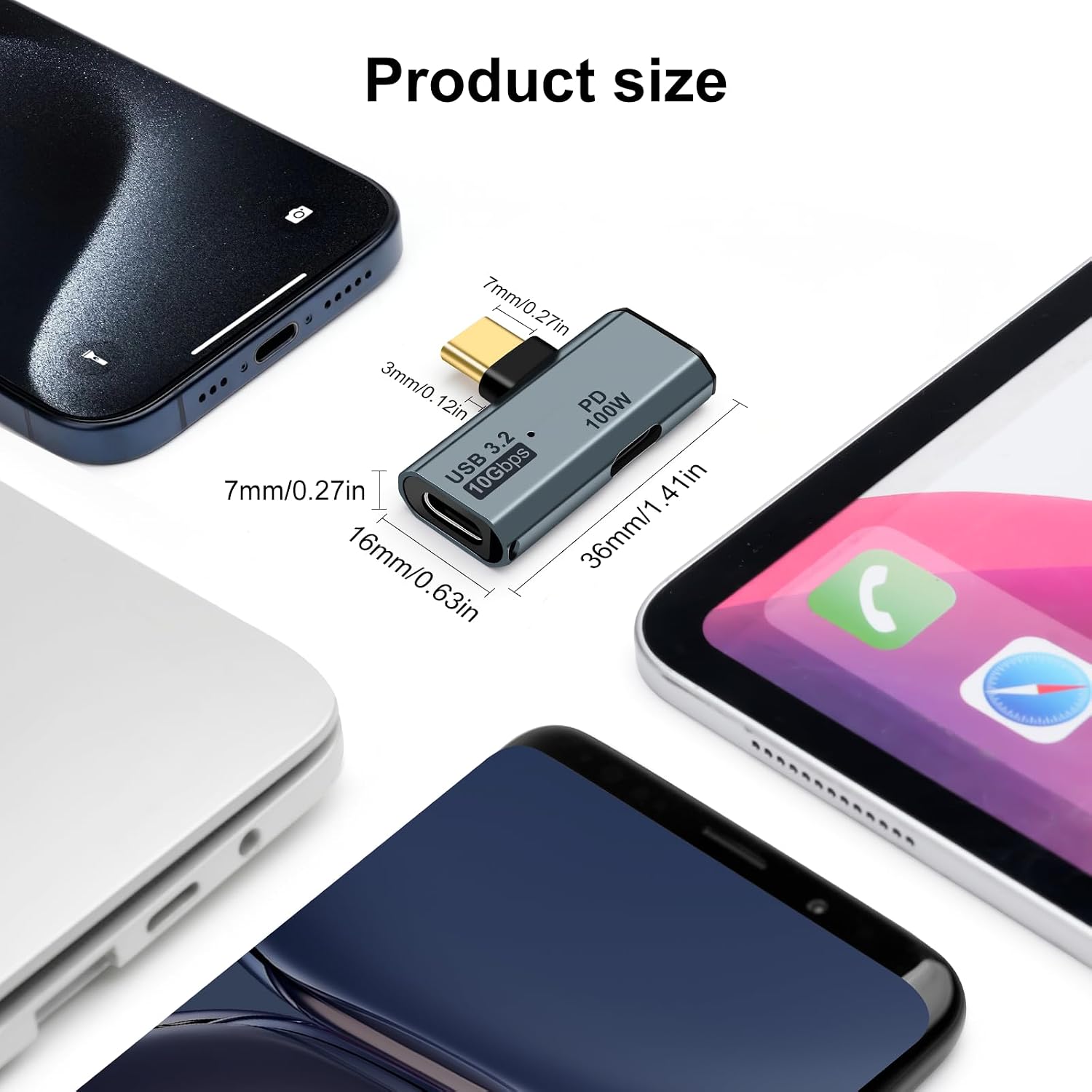 Thumbnail 6 de Seminer 1in2-dual-typec-gray USB-C OTG Adapter with 100W PD and 10Gbps