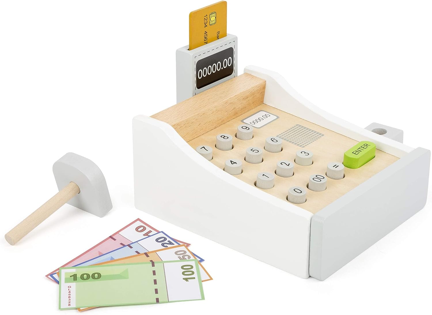 Detalle 2 de Small Foot Spielkasse aus Holz – inkl. Scanner, Kartenlesegerät, Spielgeld und Kreditkarten