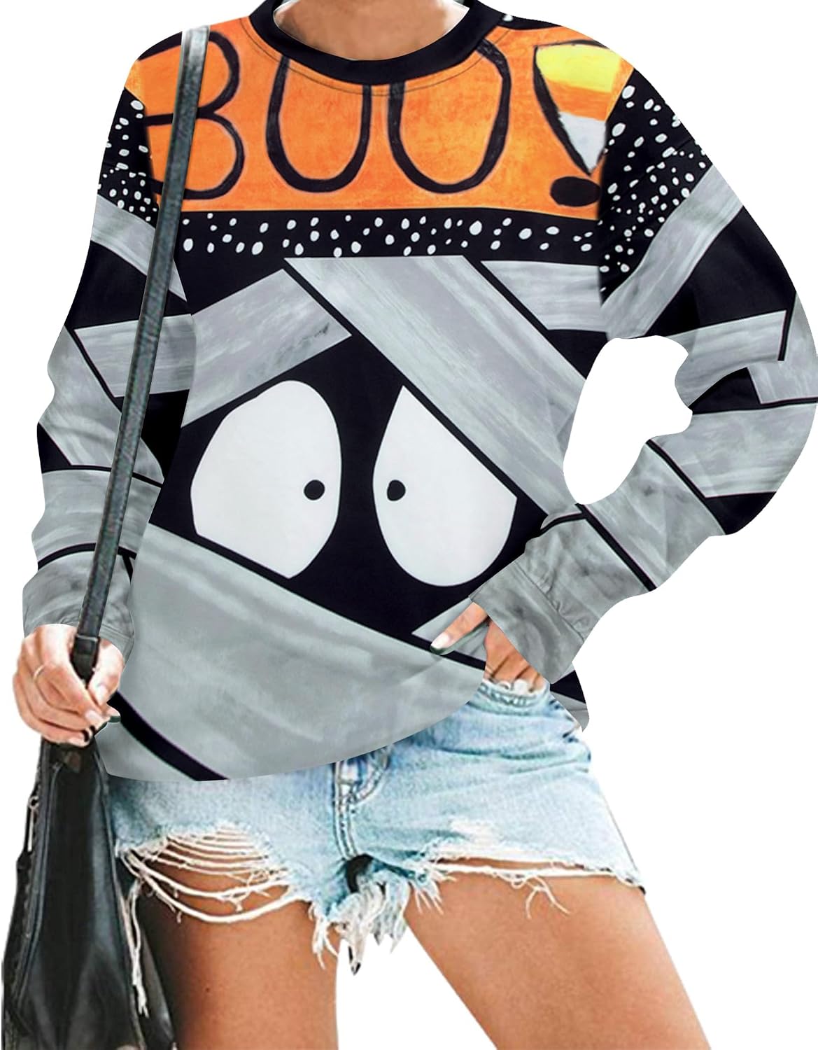 Detalle de SUPEYA Spooky Season Ghost Sweatshirt for Women, Long-Sleeve Pullover