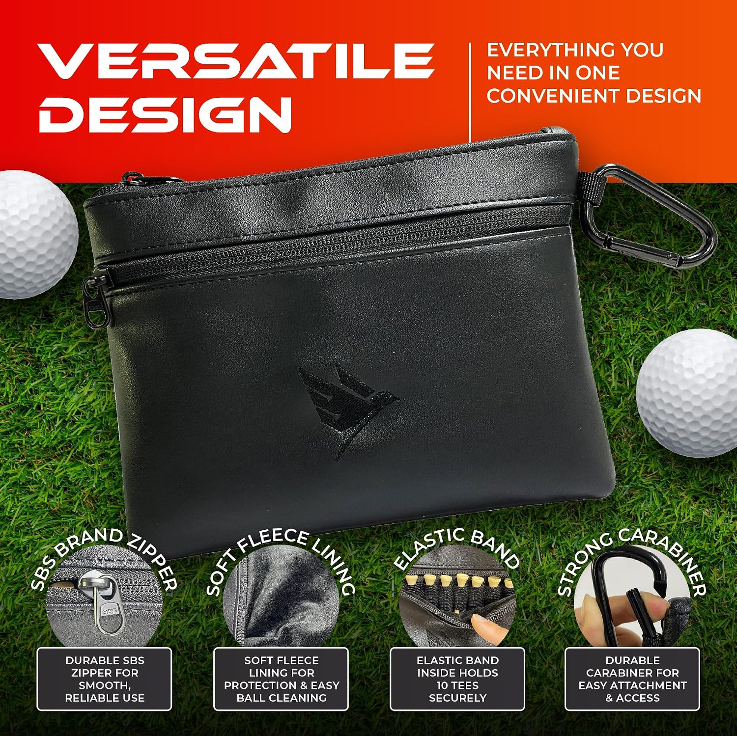 Thumbnail 2 de Swiftee Golf Valuables Pouch with Zip, Fleece Lining & Carabiner Clip