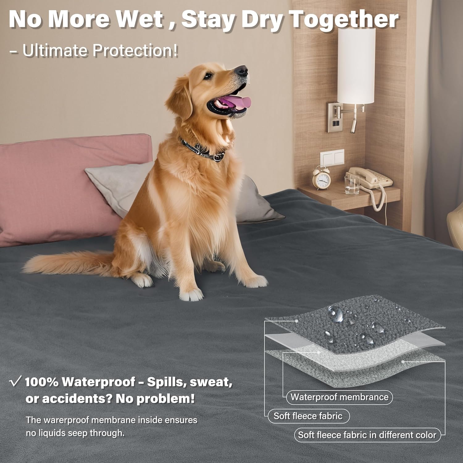 Detalle 2 de Pawsee Wasserdichte Hundedecke 125 × 75 cm – Schutzdecke für Sofa, Bett und Auto