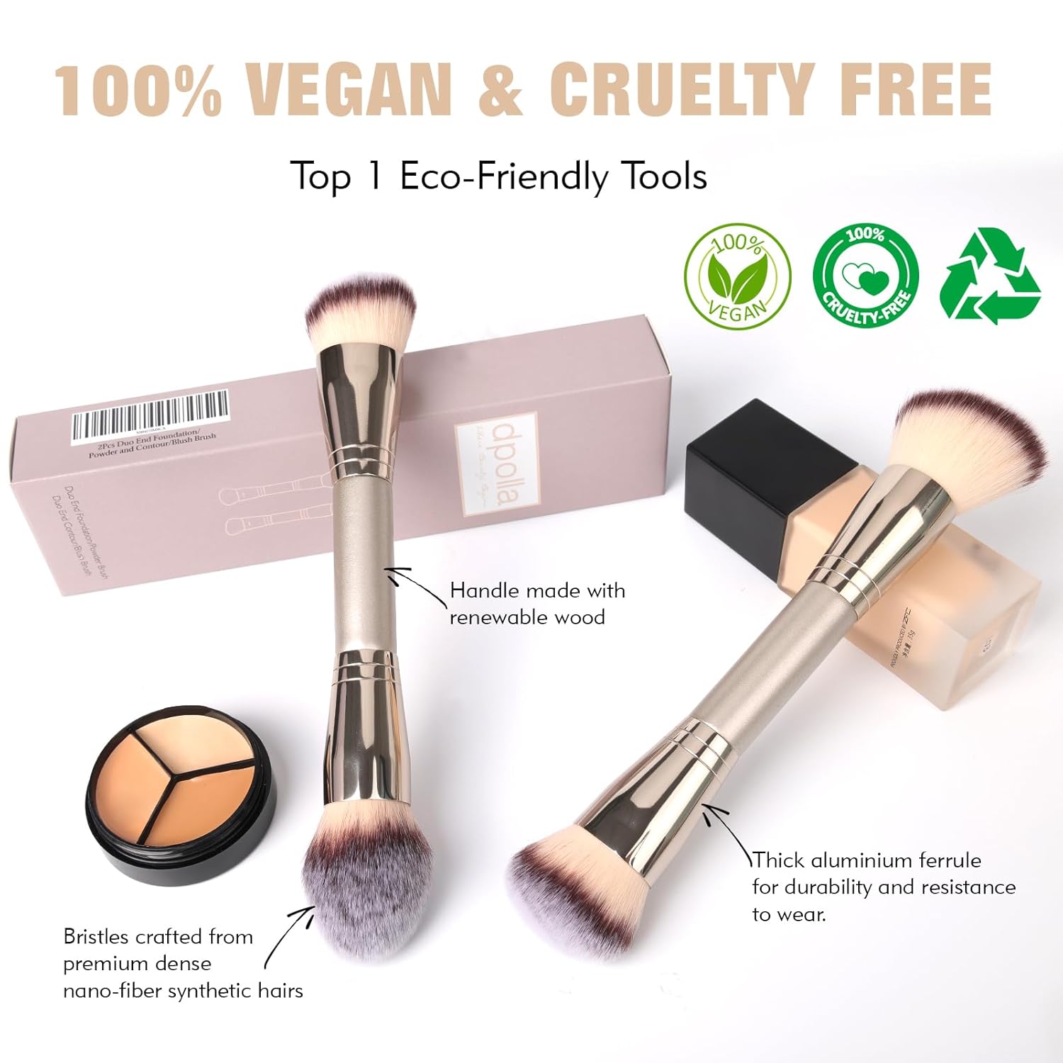 Thumbnail 5 de Foundation Makeup Brushes 2-Piece Dual-Ended đź–Ś