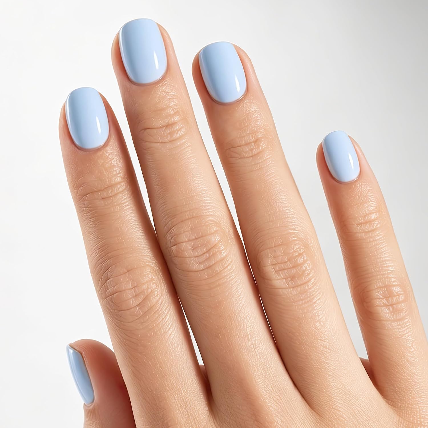 Detalle de UNA GELLA UG-B063 Extra Short Squoval Press-On Nails, Baby Blue, 32-Piece Kit