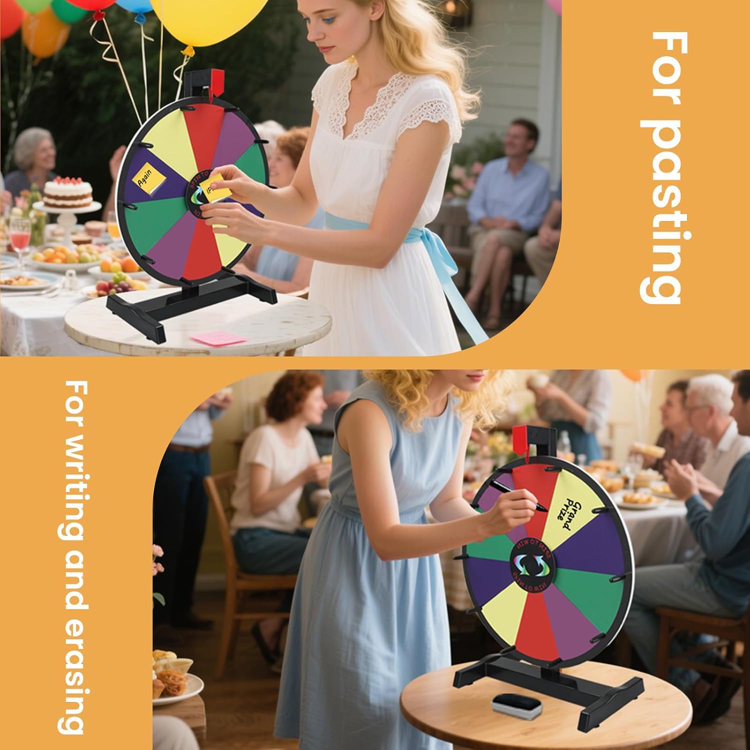 Detalle de iElyiEsy Spinning Prize Wheel 12 Inch Tabletop with Stand (12 Colour Slots)