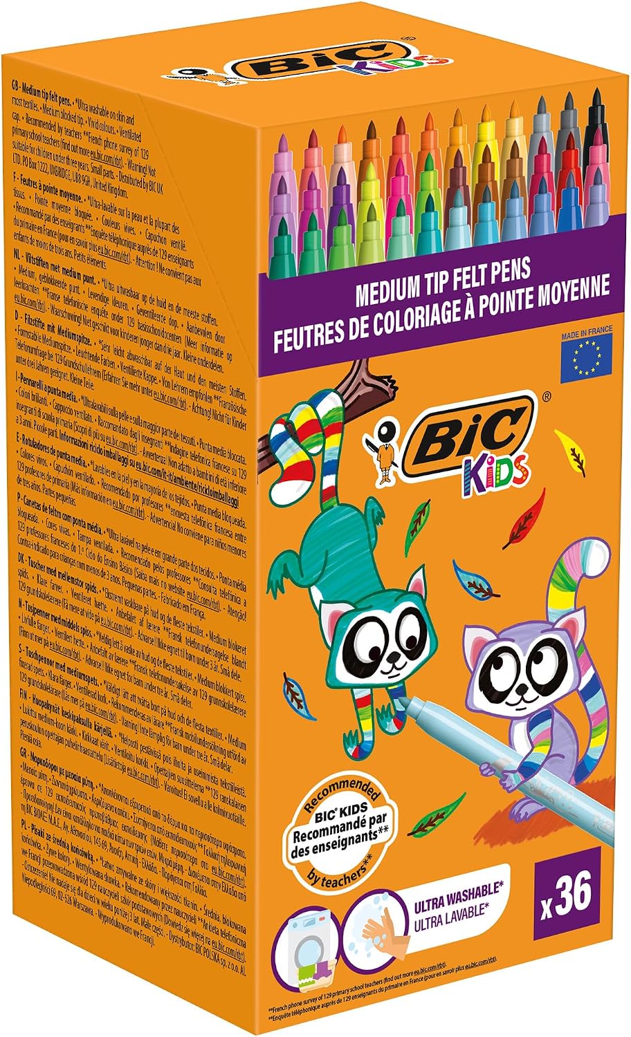Detalle de BIC Kids Kid Couleur Pennarelli con Punta Media in Feltro – 36 Colori Assortiti