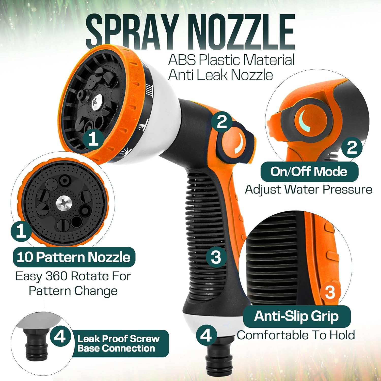 Detalle de MOSII 100FT Expandable Garden Hose Pipe – Flexible 3x Extendable with 10-Pattern Nozzle
