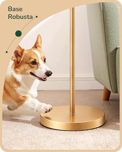 Detalle de EDISHINE Lampada da Terra Soggiorno: Paralume in velluto verde & oro, stile moderno e praticità