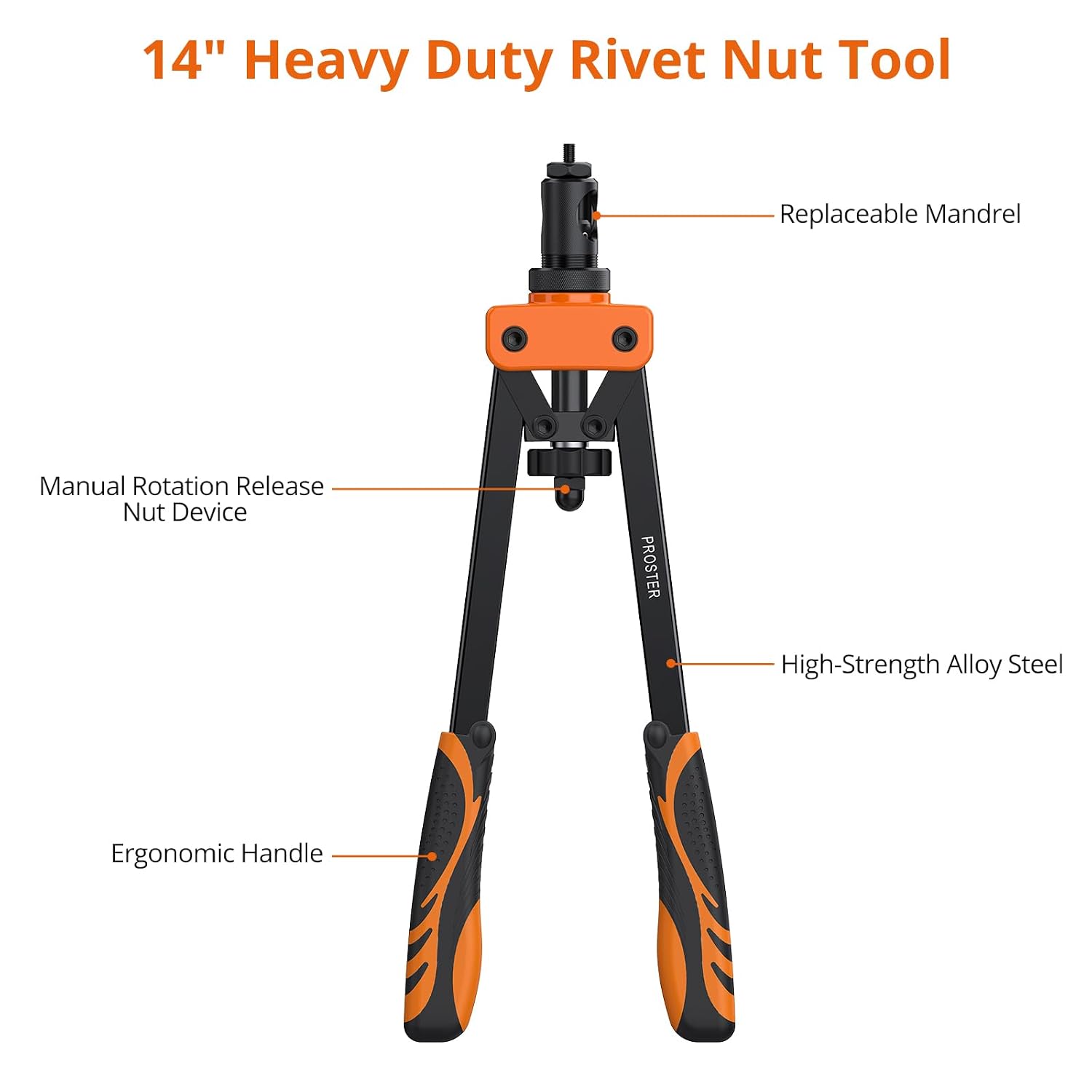 Thumbnail 6 de Proster 14" Rivet Nut Tool Kit with 6 Metric Mandrels and 150 Rivet Nuts