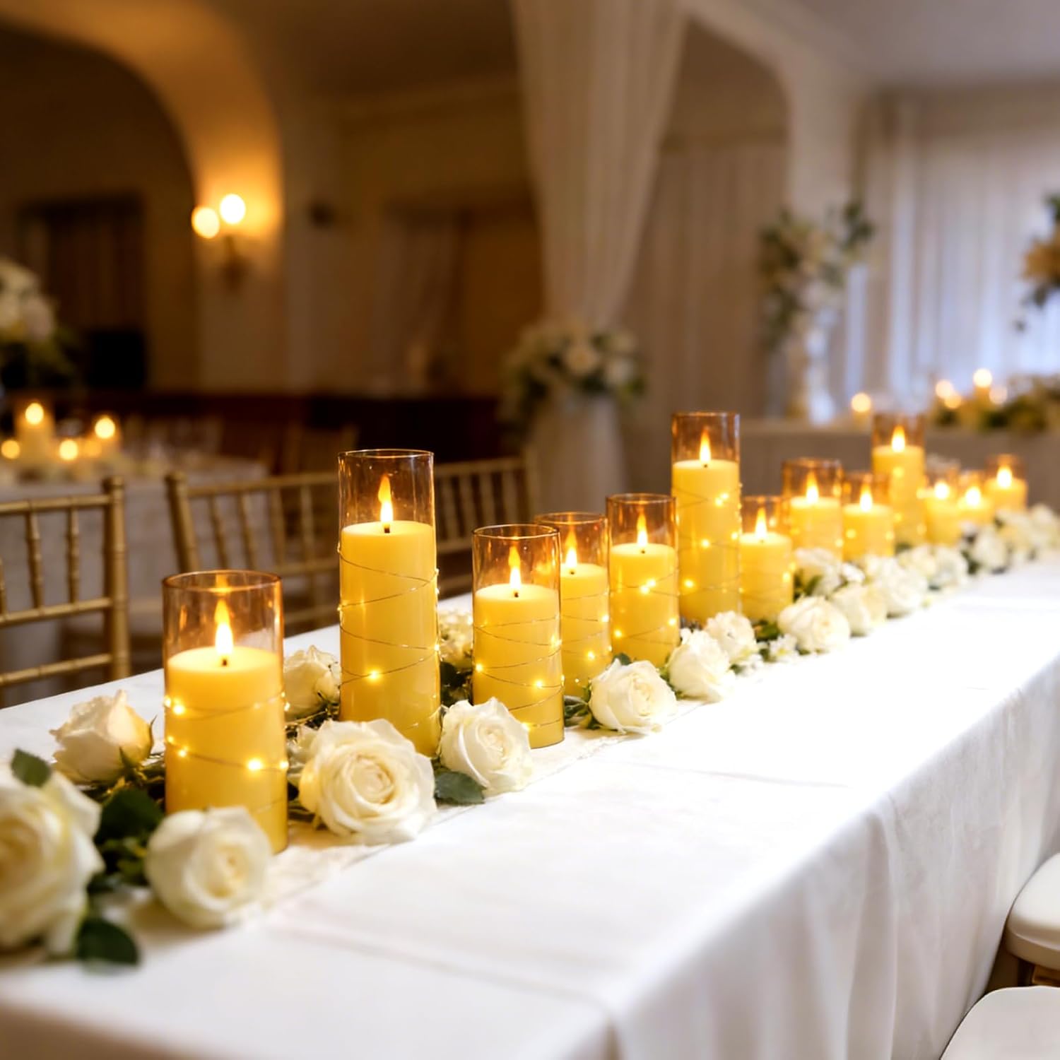 Detalle 2 de kakoya WYLZ-011 Flameless LED Candles, 24-Piece Gold Set with Timer