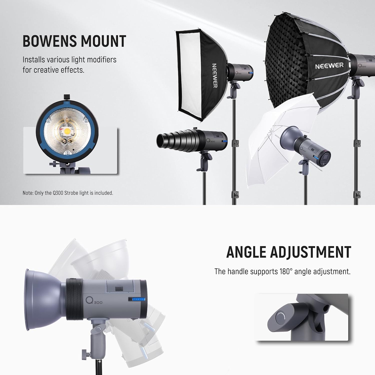 Thumbnail 6 de NEEWER Q300 300Ws 2.4G Outdoor Studio Flash with Q Compact Wireless Trigger (cordless monolight)