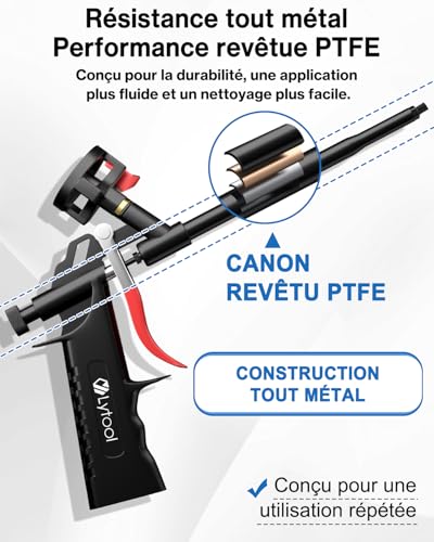 Detalle 2 de Lytool Pistolet Mousse Polyuréthane Sans-Nettoyage – Tout Métal, vanne intégrée