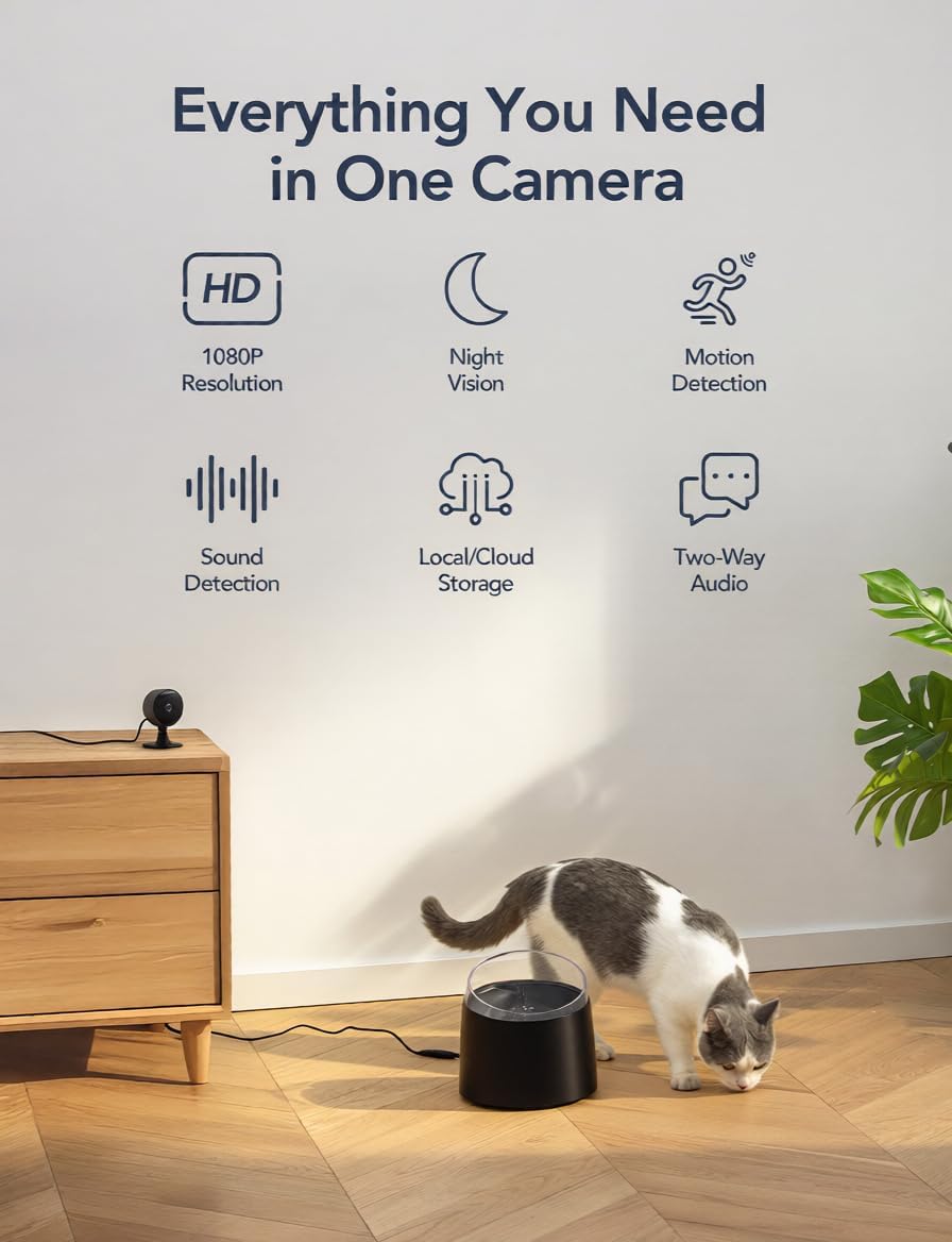 Thumbnail 1 de GNCC GC3 2-Pack Indoor 1080P Security Camera System with 2.4GHz WiFi, Infrared Night Vision and Alexa Compatibility