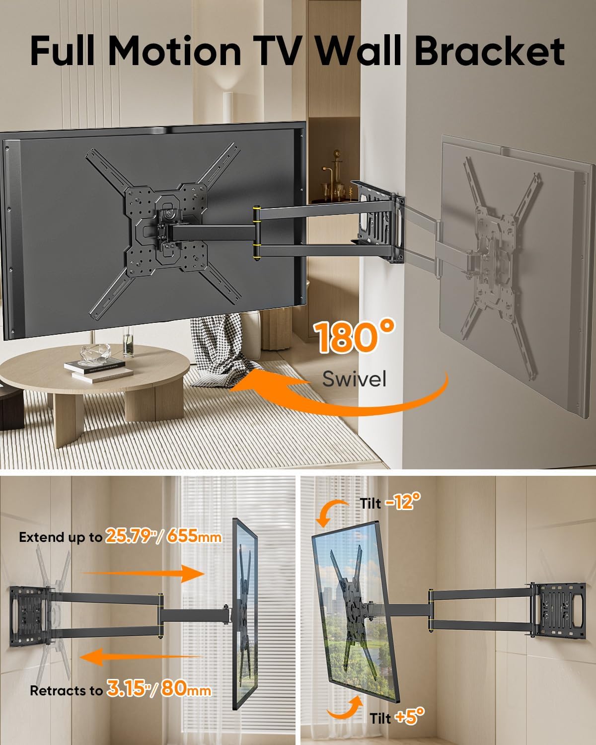 Detalle 2 de FORGING MOUNT 180° Landscape to Portrait TV Wall Mount for 26–65 Inch TVs
