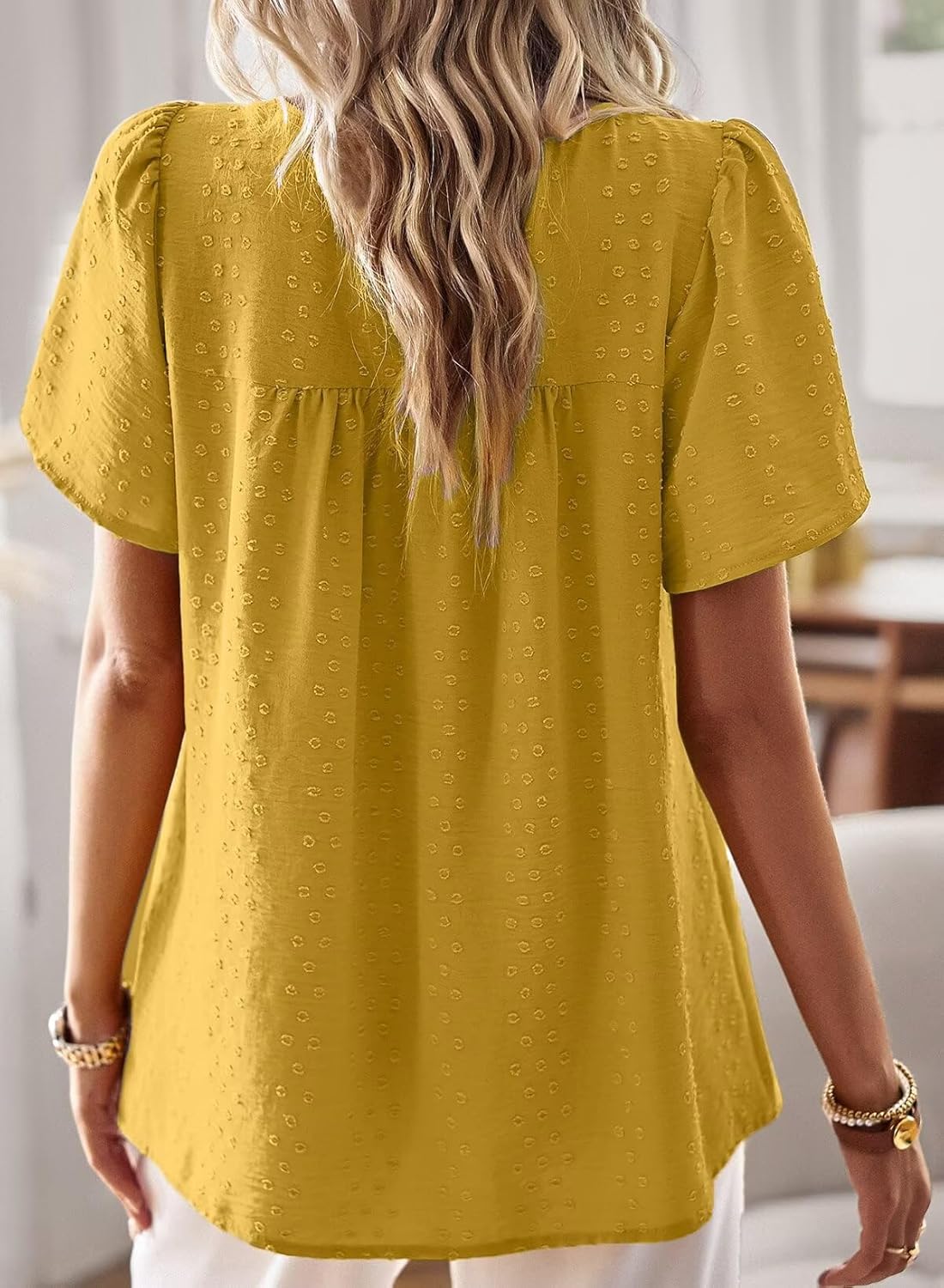 Thumbnail 2 de TUUHAW Femme Chemisier Boho – Blouse fluide à dentelle et manches courtes