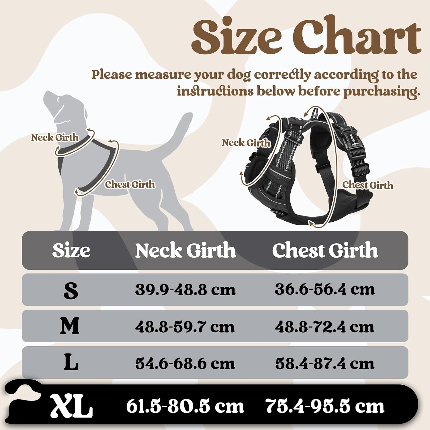 Detalle 2 de Rabbitgoo Large Dog Harness No Pull Vest with Neck Release Buckle (XL, Black)