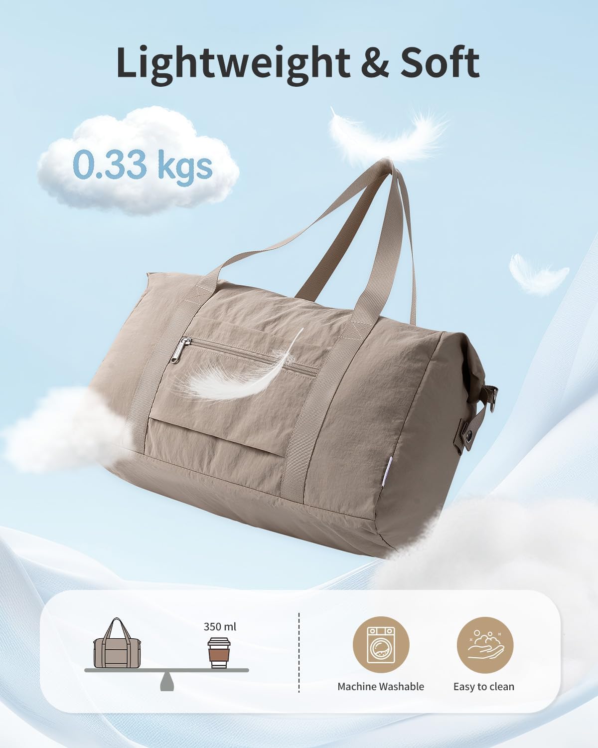 Detalle de Narwey EasyJet underseat cabin bag 45x36x20 (25L) – lightweight foldable travel holdall, khaki