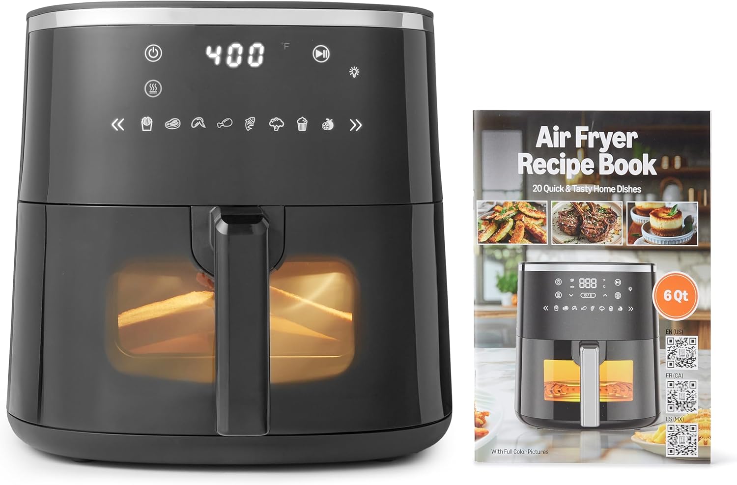 Thumbnail 5 de Amazon Basics 4.4-Quart Air Fryer with Easy View Window (1400W) and 8 Preset Menus