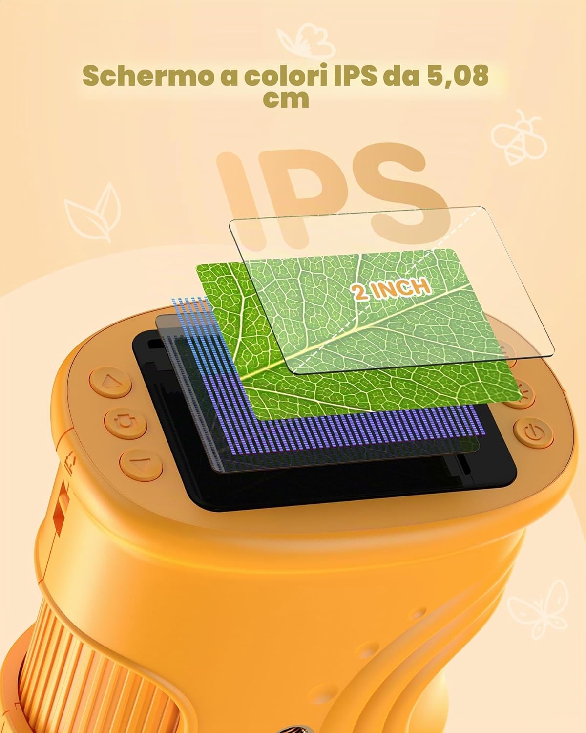 Detalle de 1000X Digitale Microscopio Bambini portatile con fotocamera 2MP, 8 LED e lente d’ingrandimento