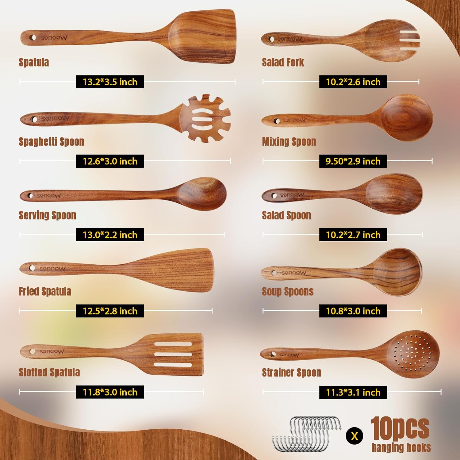 Detalle de Wooden Spoons 10-Piece Teak Set