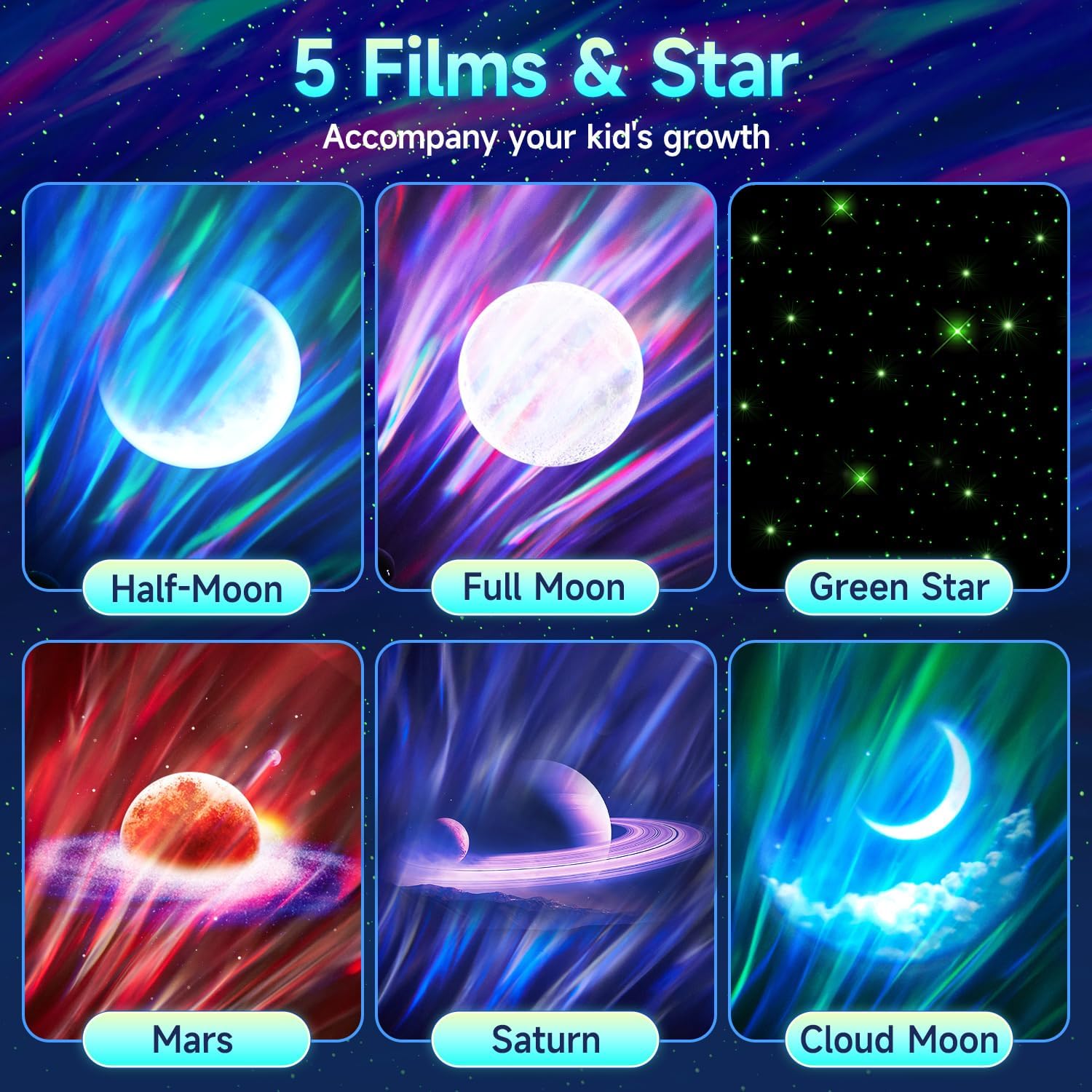 Detalle de Northern Galaxy Light Projector (300+ Modes, 5 Planet Films, Bluetooth Moon Galaxy + White Noise)