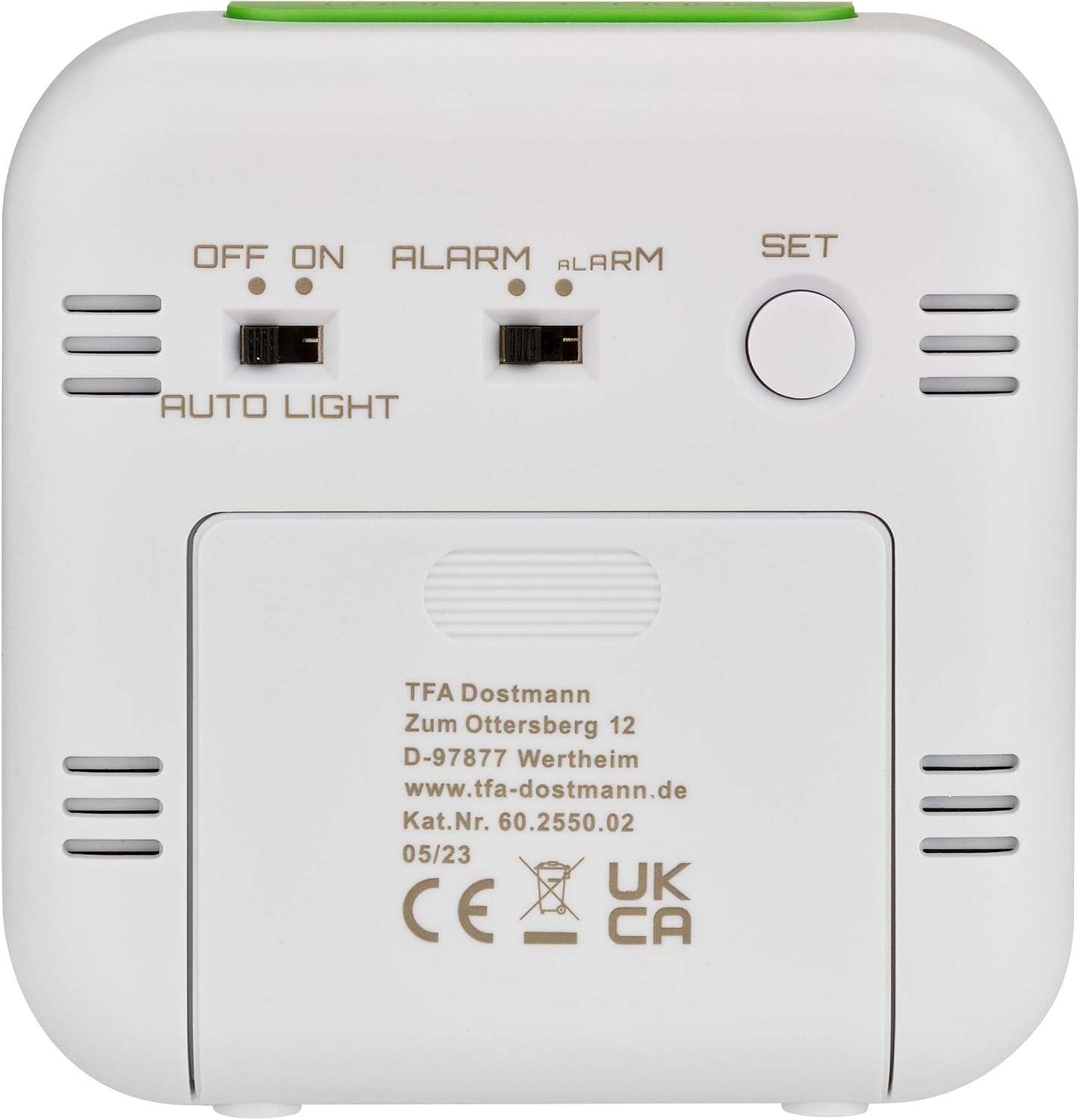 Detalle de TFA Dostmann Réveil numérique Bingo 2.0, 60.2550.02 – Horloge radio-pilotée, double alarme et température