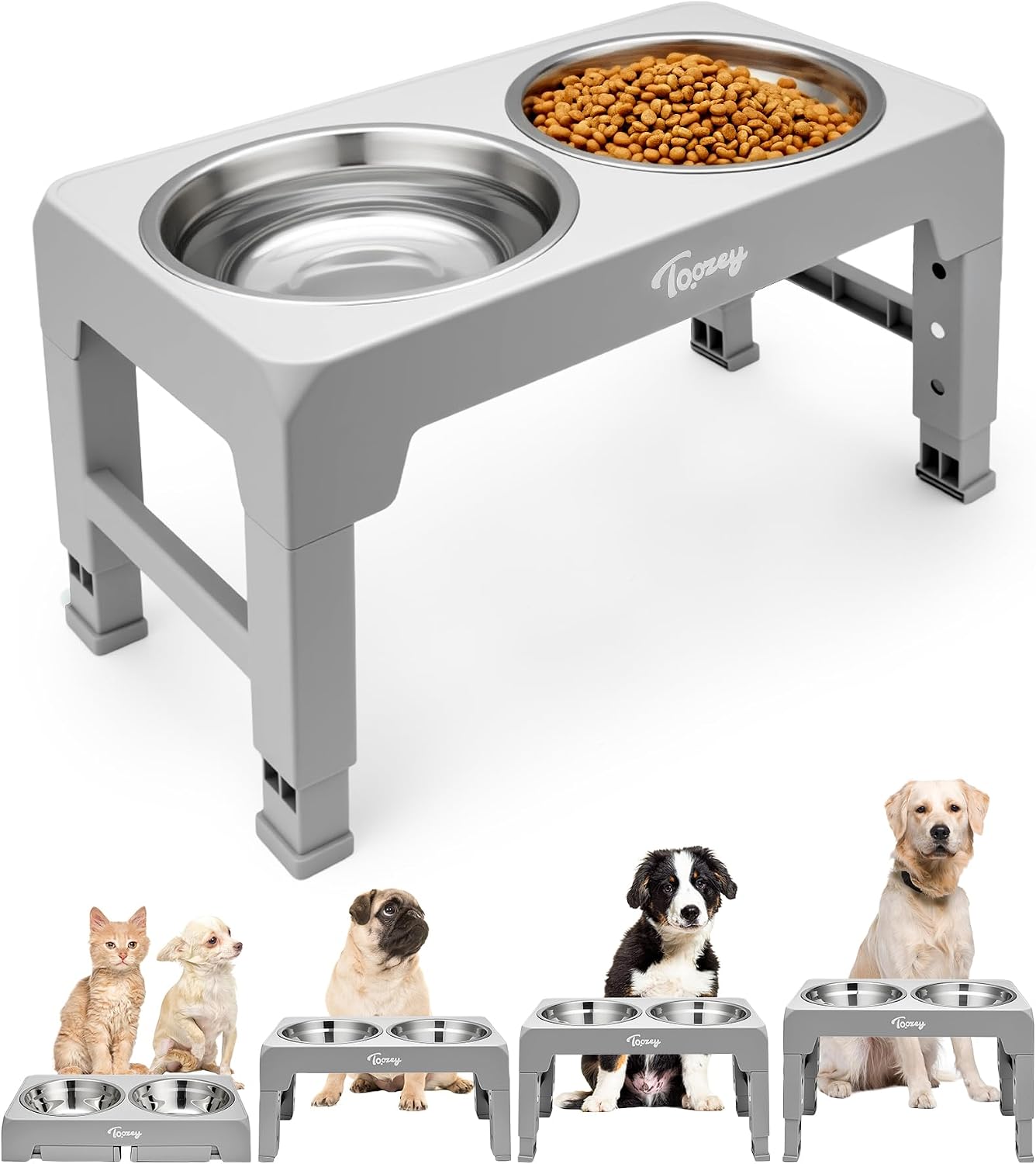 Detalle de Toozey Hundenapf Futterstation 2×1200 ml