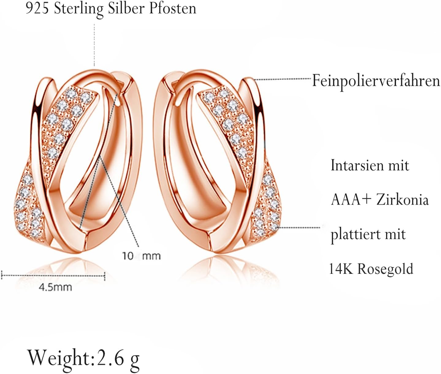 Thumbnail 6 de Creolen Silber 925 mit Zirkonia, 10 mm