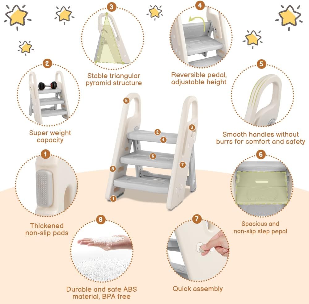 Detalle 2 de Onasti Foldable Step Stool, 3-Step Safety