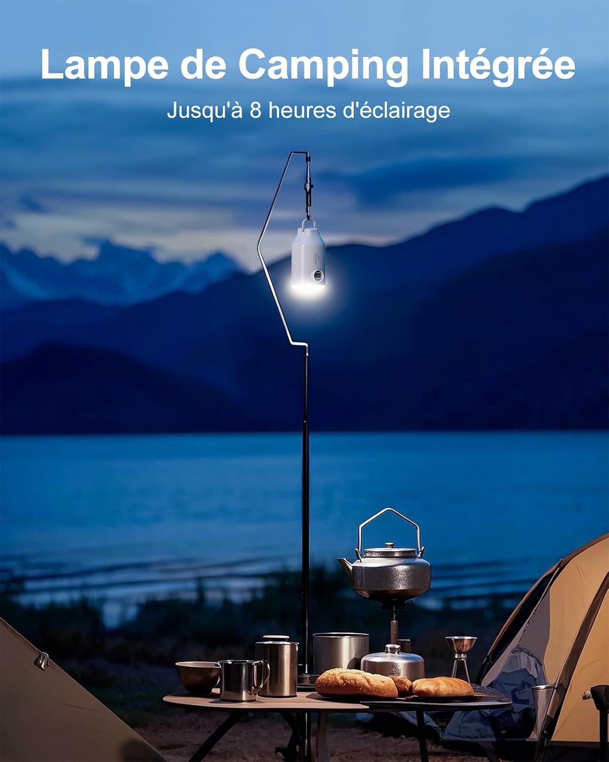 Thumbnail 6 de Pompe à air électrique Gonfleur portable avec batterie pour matelas et lits gonflables – 5 buses + lampe LED