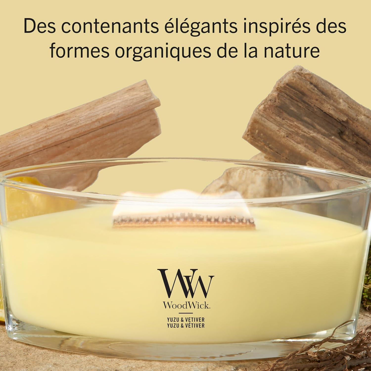 Detalle 2 de WoodWick Bougie parfumée Ellipse Yuzu & Vetiver — cadeau chic pour femmes