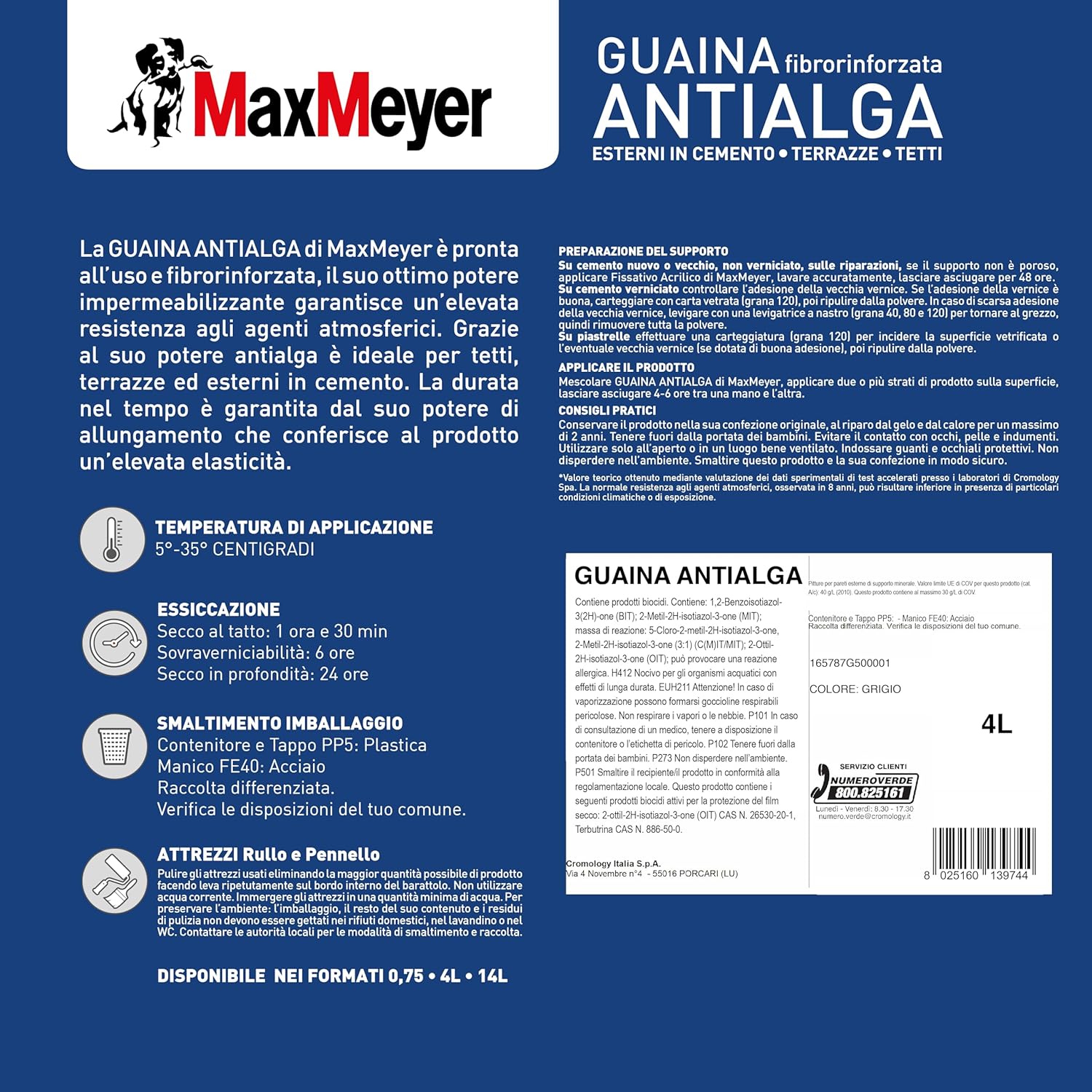 Thumbnail 3 de MAXMEYER Guaina Antialga Plus: Impermeabilizzante liquido fibrorinforzato per esterni, grigio, 4 L