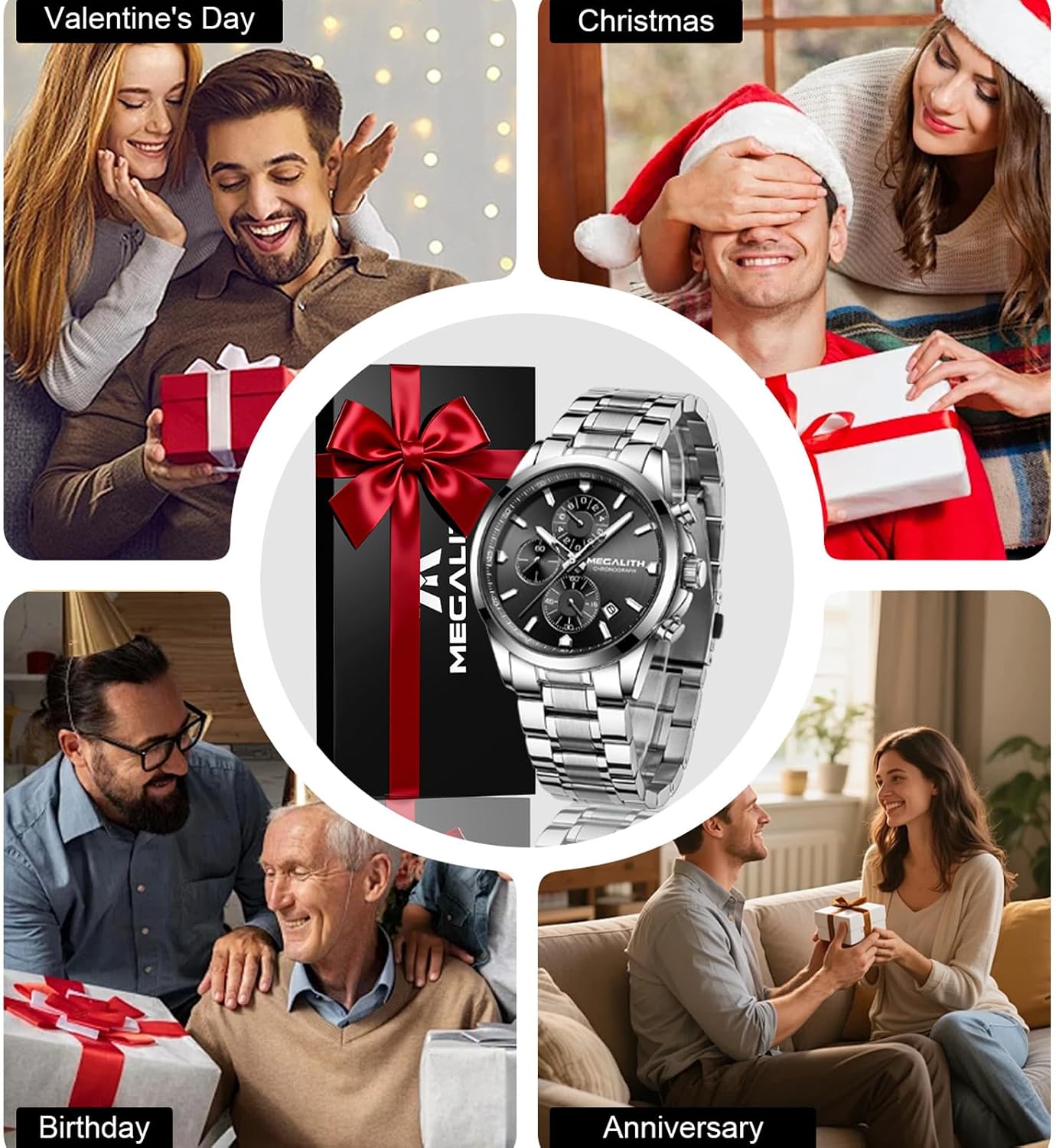 Thumbnail 3 de MEGALITH Herren Uhr Edelstahl Armbanduhr – Chronograph, Quarz, 3 ATM, Leuchtzeiger