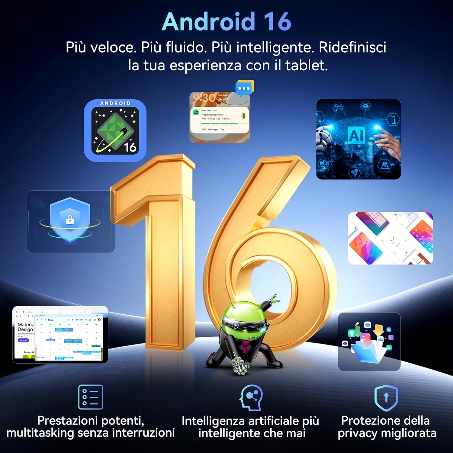 Thumbnail 1 de 2026 Tablet Android 16 con Gemini AI, 12", Tastiera e Penna: potenza portatile completa