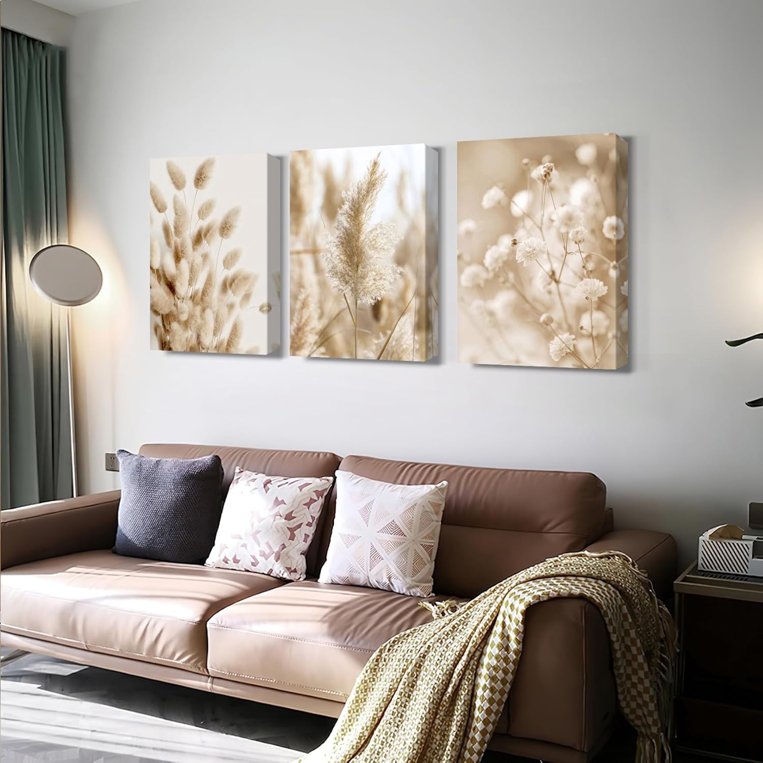 Detalle 2 de Cuadro Moderno 3 Pcs Flores Silvestres 🌼 Lienzo Decorativo 50x70cm
