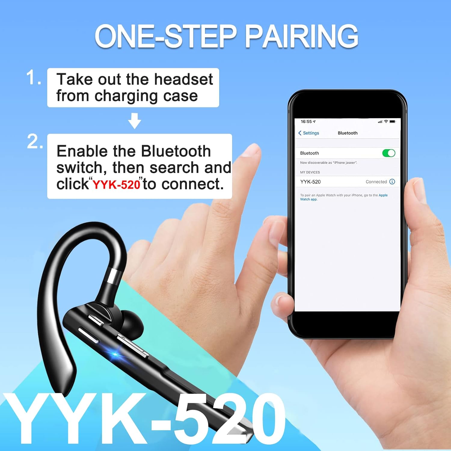 Thumbnail 5 de Hsility 500Hrs Bluetooth Headset with Rotatable Mic