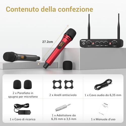 Thumbnail 6 de TONOR TW350 Microfono Wireless Dinamico – Sistema professionale UHF a 60 m