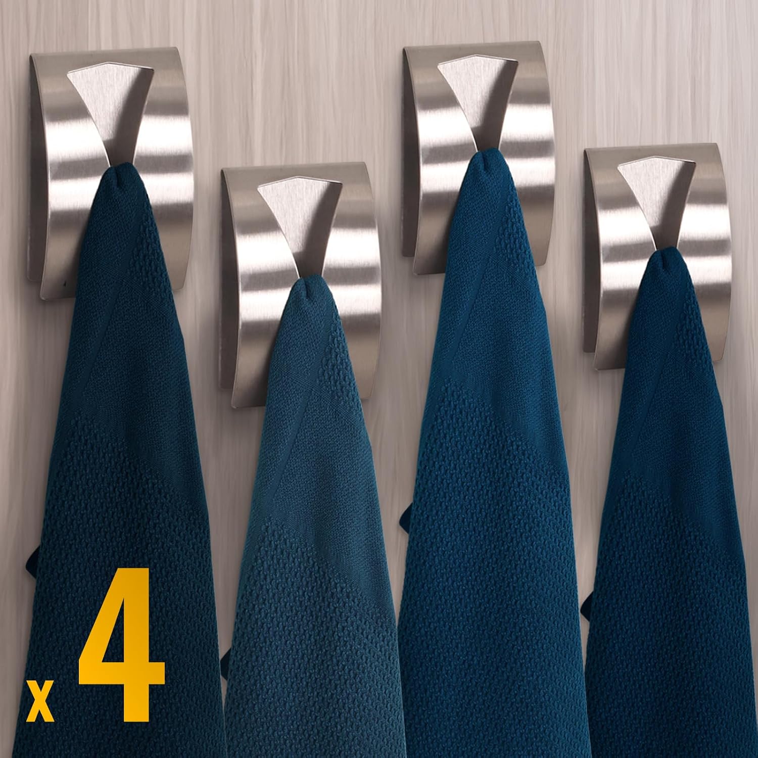 Detalle de RICOO Crochet adhésif mural en acier inoxydable – Lot de 4 crochets MH017-4, sans perçage