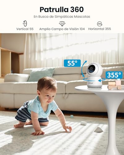 Detalle 2 de ieGeek Cámara WiFi 2K Interior 360° PTZ con Audio y Alarma (2 Pack)