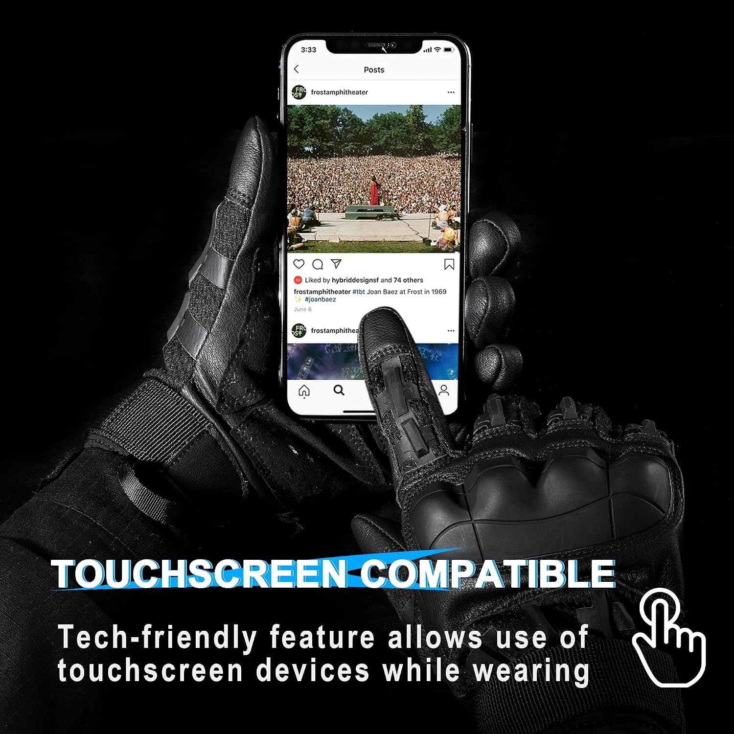 Detalle de WTACTFUL B36 Tactical Gloves, Large Microfiber Leather, Touchscreen, Reinforced Palm