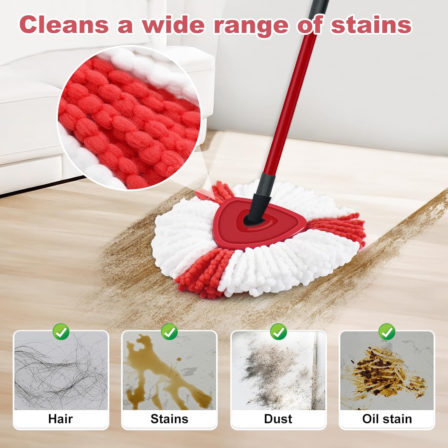Thumbnail 4 de DLAIMI spin mop replacement heads 4 pack