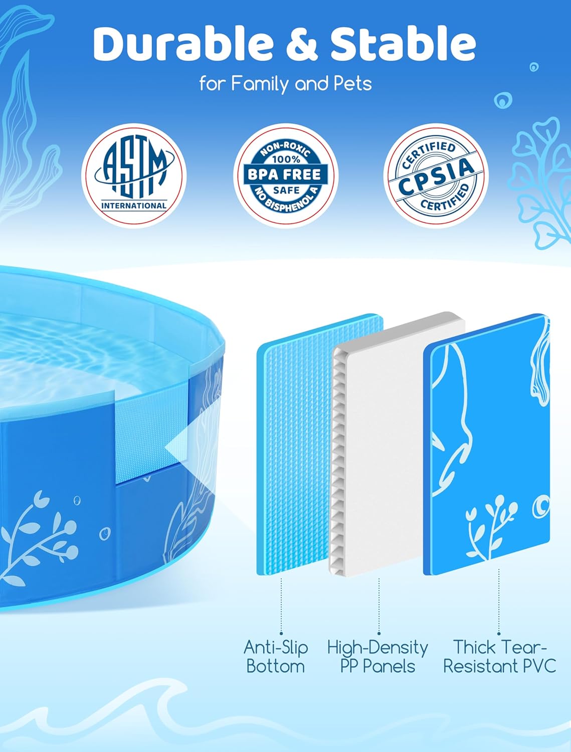 Detalle de Hikiddy Foldable Kiddie Pool with Canopy (63in) — Portable family splash pool with removable sun shade