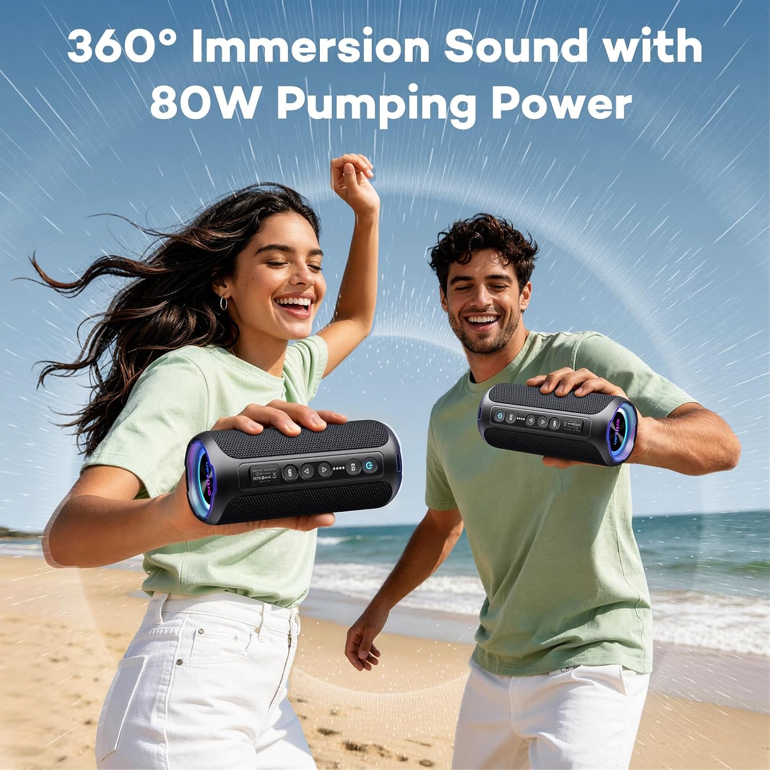 Detalle 2 de Ortizan Portable Bluetooth Speaker Wireless (2nd Gen) — 40W Power, 30-Hour Playtime, IPX7 Waterproof