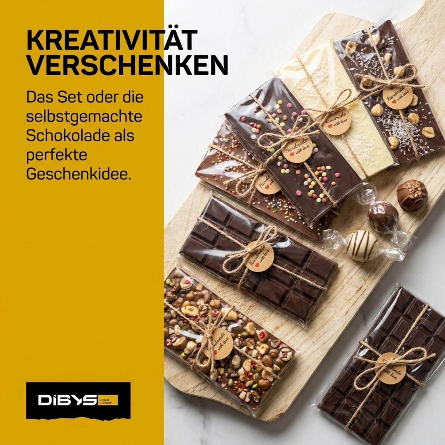 Thumbnail 6 de DIBYS DIY-Set Pralinen zum selber machen – Schokoladen-Kit mit natürlichen Zutaten & 12 Toppings